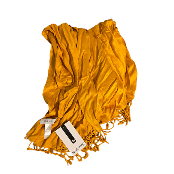 NWT Nine West Mustard Scarf Shawl with Tassels - Picture 1 of 6